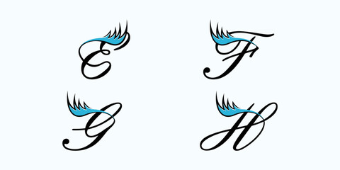 Fototapeta na wymiar set of letter font logo design vector with eyelash beauty icon