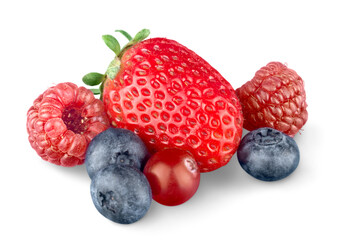 Big Pile of Fresh Berries on the White Background