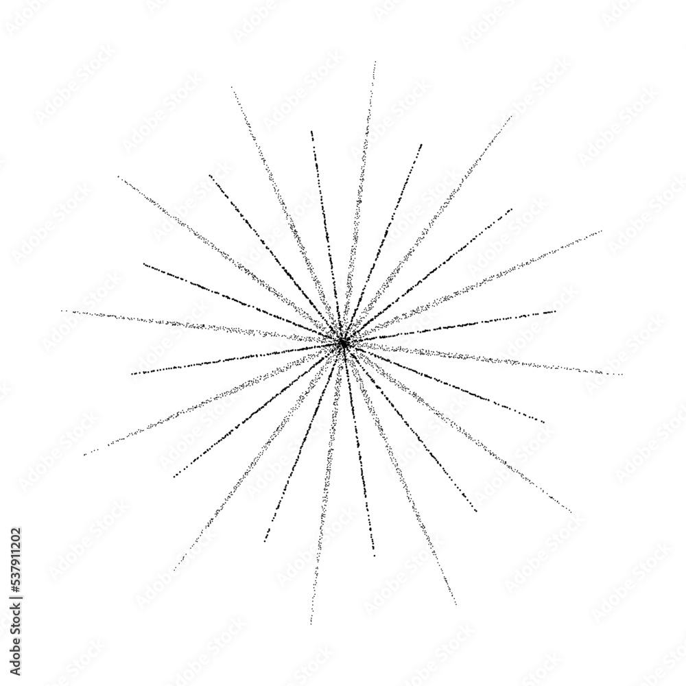 Leinwandbilder dotted grain star with beams. black stipple ray sparkle. textured flare shape. abstract burst explos