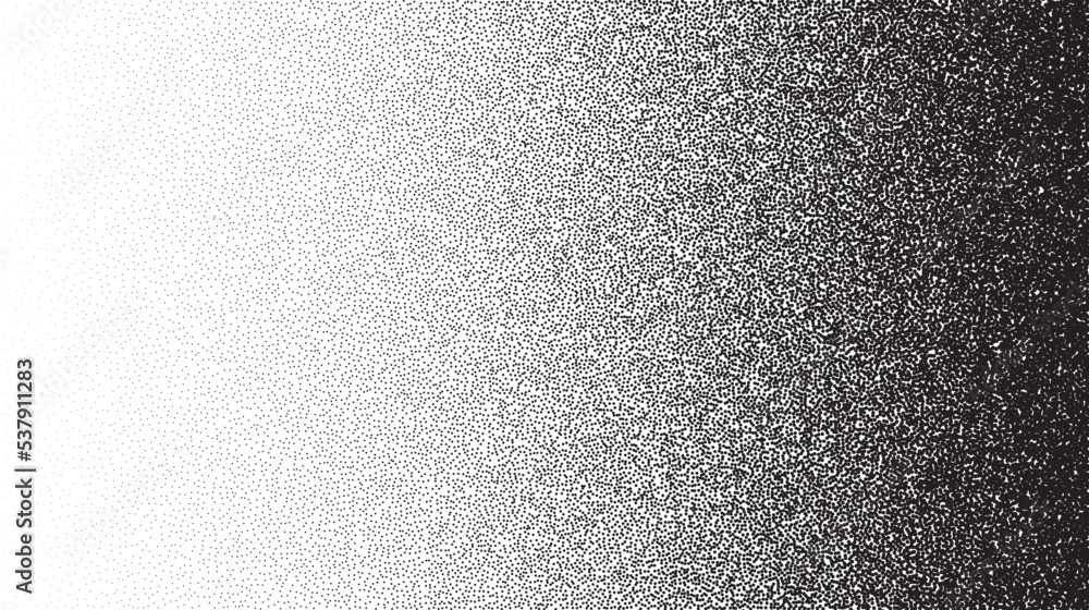Poster grain stippled gradient. faded stochastic dotwork texture. random grunge noise background. black dot