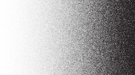 Grain stippled gradient. Faded stochastic dotwork texture. Random grunge noise background. Black dots, speckles or particles wallpaper. Halftone vector monochrome 