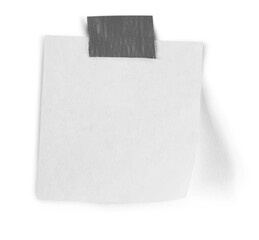 White paper note, blank texture isolated on white