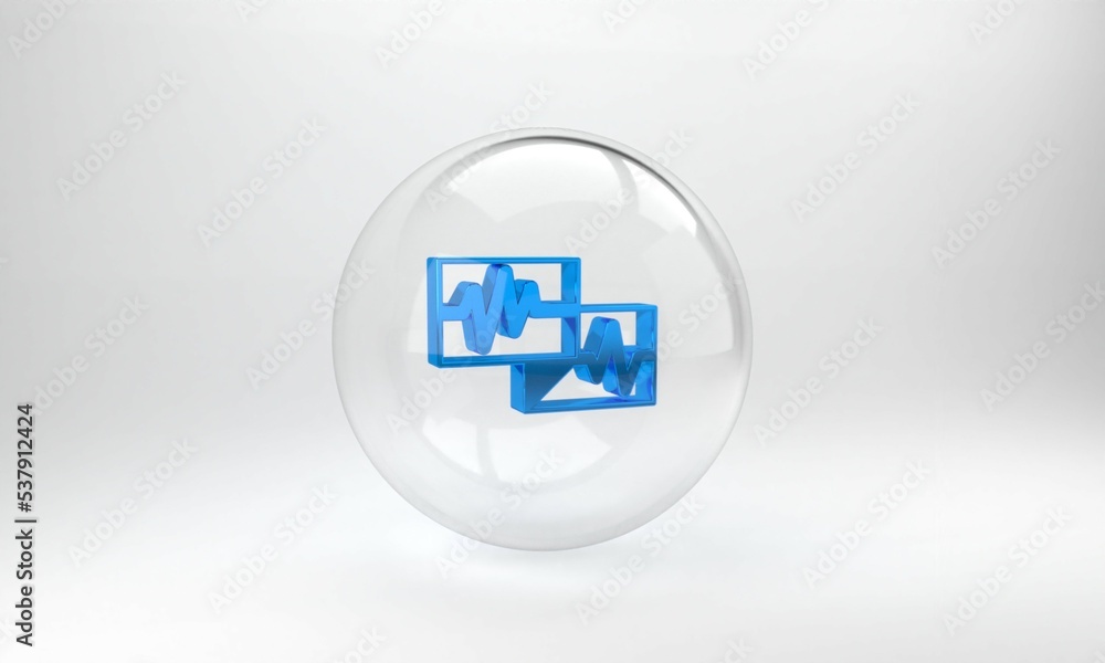 Aufkleber blue computer monitor with cardiogram icon isolated on grey background. monitoring icon. ecg monitor