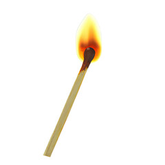 Isolated burning match with a yellow and red flame illustration