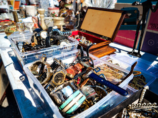 Amazing old stuff at a flea market  in Alsace