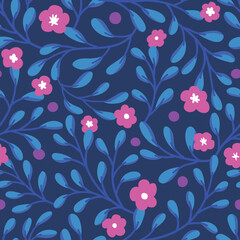Floral seamless pattern. Hand drawn flowers vector illustration.