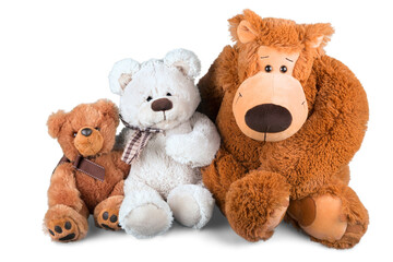 Cute Teddy bears on white background