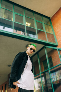urban portrait of androgyne person outdoors