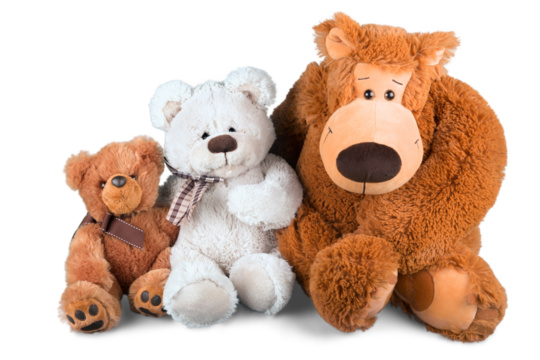 Cute Teddy bears on white background