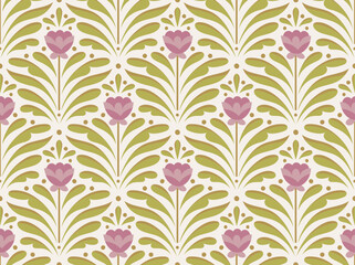 Modern cute flower art deco seamless pattern. Trendy abstract botanical texture. Vector geometric background.