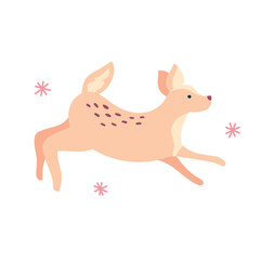 Vector cartoon deer elements design. Cute illustration with hand drawn animal elements. Modern template for social media, print, product, greeting cards.