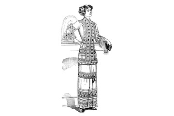 Woman with a Fashion Clothing – Vintage Illustration