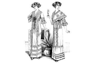 Fototapeta na wymiar Women with a Fashion Clothing – Vintage Illustration