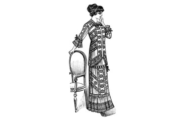 Woman with a Fashion Clothing – Vintage Illustration