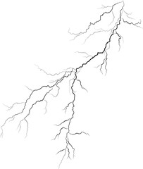Strokes of cloud to ground lightning strike, Lightning between clouds and ground sketch drawing, contour lines drawn