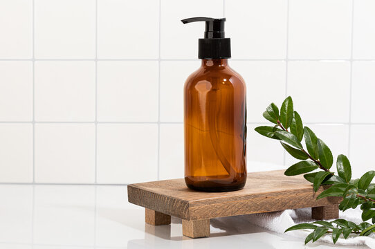 Skin Care/Body Care Bottles in Bathroom