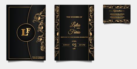 luxury Elegant wedding invitation template design set