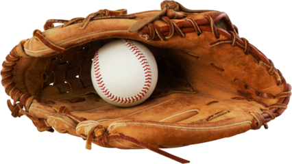 Baseball glove with a ball in it - isolated image