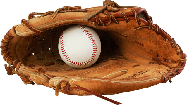 Baseball glove with a ball in it - isolated image