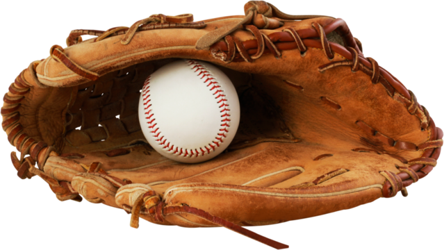 Baseball glove with a ball in it - isolated image