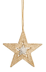 Golden Christmas star decoration on background