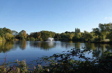 A beautiful view of Lake Meadows park in Billericay, Essex, UK. 