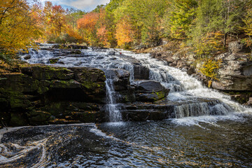 Shohola Falls in the Poconos, PA, looks amazing with beautiful fall foliage and lots of graceful...