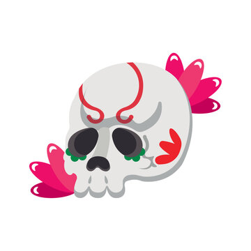 Isolated skull with mexican ornaments Dia de los muertos icon Vector