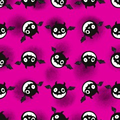 Halloween animals cartoon bats seamless doodle pattern for wrapping paper and kids clothes print and fabrics