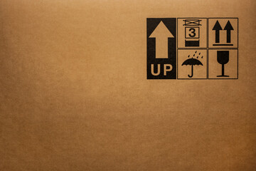 Fragile box, cargo warning signs