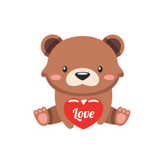 Isolated cute teddy bear Valentine day icon Vector