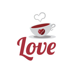 Isolated cup of hot coffee Valentine day icon Vector