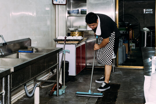 Funny working moment of Asian chef