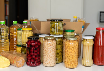 Jars and canned food to donate