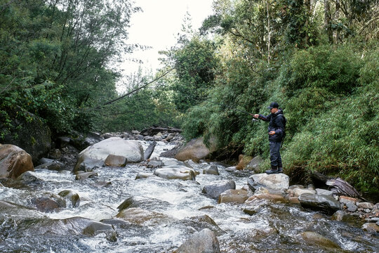 Fisherman on the river fishing
