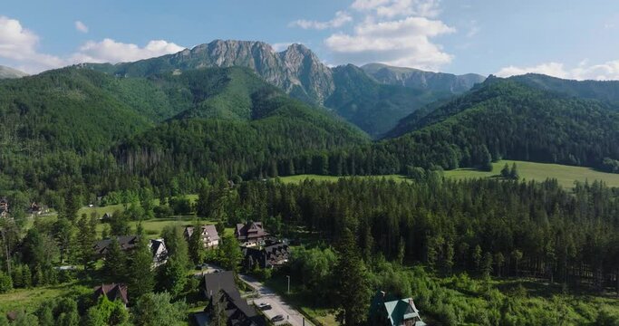 Aerial view of Zakopane in Tatra mountains, beautiful landscape in summer.Poland