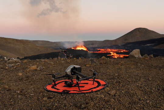 Drone in front of Volcano