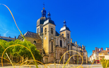 Scenic view of ancient Catholic church of Saint-Pierre in center of small french city of...