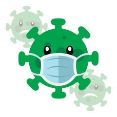 Colored green virus with mask Self care Vector