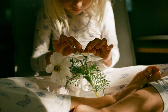 A girl with a flower