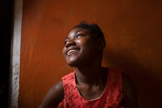 Young Woman With Mental And Physical Disabilities. 