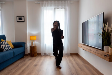 Black Woman Practicing Kung Fu Skills