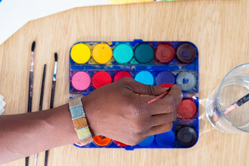 Closeup Of The Process Of Creating A Watercolor Painting