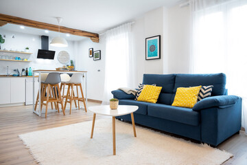 Interior of bright dining room in modern contemporary style