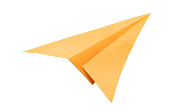 Yellow Paper aircraft, Paper Plane on a white background,