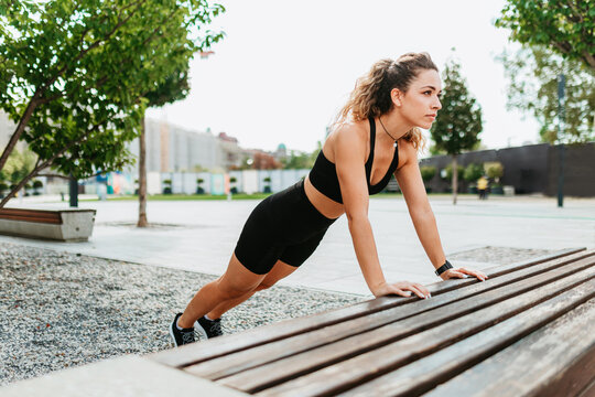Woman Having Training In Park.