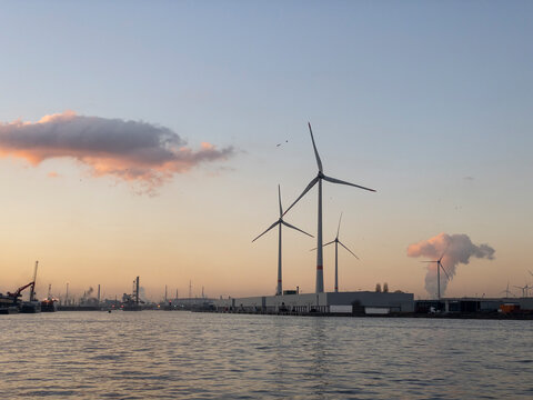 wind turbines and clouds