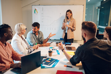 Multiracial business team having a meeting in the office