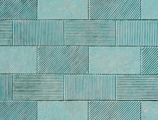 Old blue turquoise aquamarine coloured vintage worn geometric mosaic