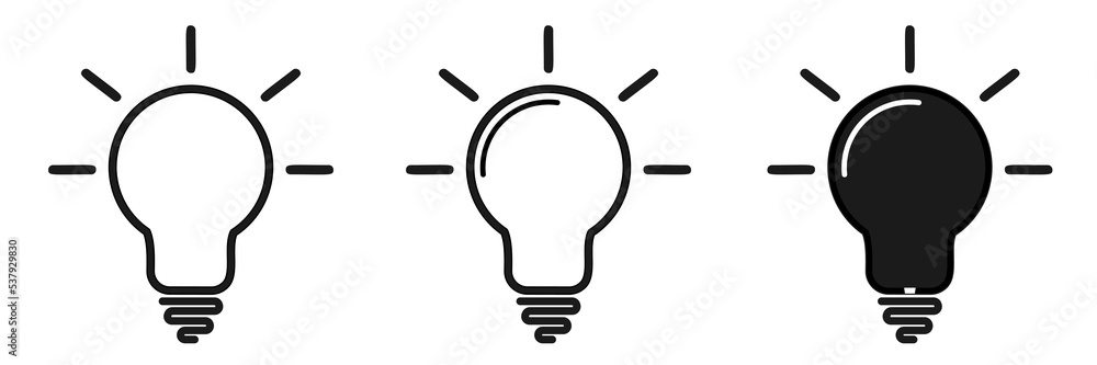 Aufkleber lamp icons set. idea lamp icon collection. flat style